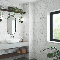 Splashwall Marble Bathroom Wall Panel Matt White 585mm x 2420mm x 11mm