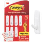 Command White Self-Adhesive Medium Utility Hook 7 Pack