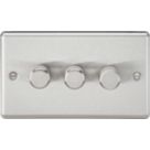 Knightsbridge  3-Gang 2-Way LED Intelligent Dimmer Switch  Brushed Chrome