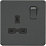 Knightsbridge  13A 1-Gang DP Switched Single Socket Anthracite  with Black Inserts