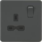 Knightsbridge  13A 1-Gang DP Switched Single Socket Anthracite  with Black Inserts