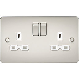 Knightsbridge  13A 2-Gang DP Switched Double Socket Pearl  with White Inserts