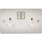 Knightsbridge  13A 2-Gang DP Switched Double Socket Pearl  with White Inserts