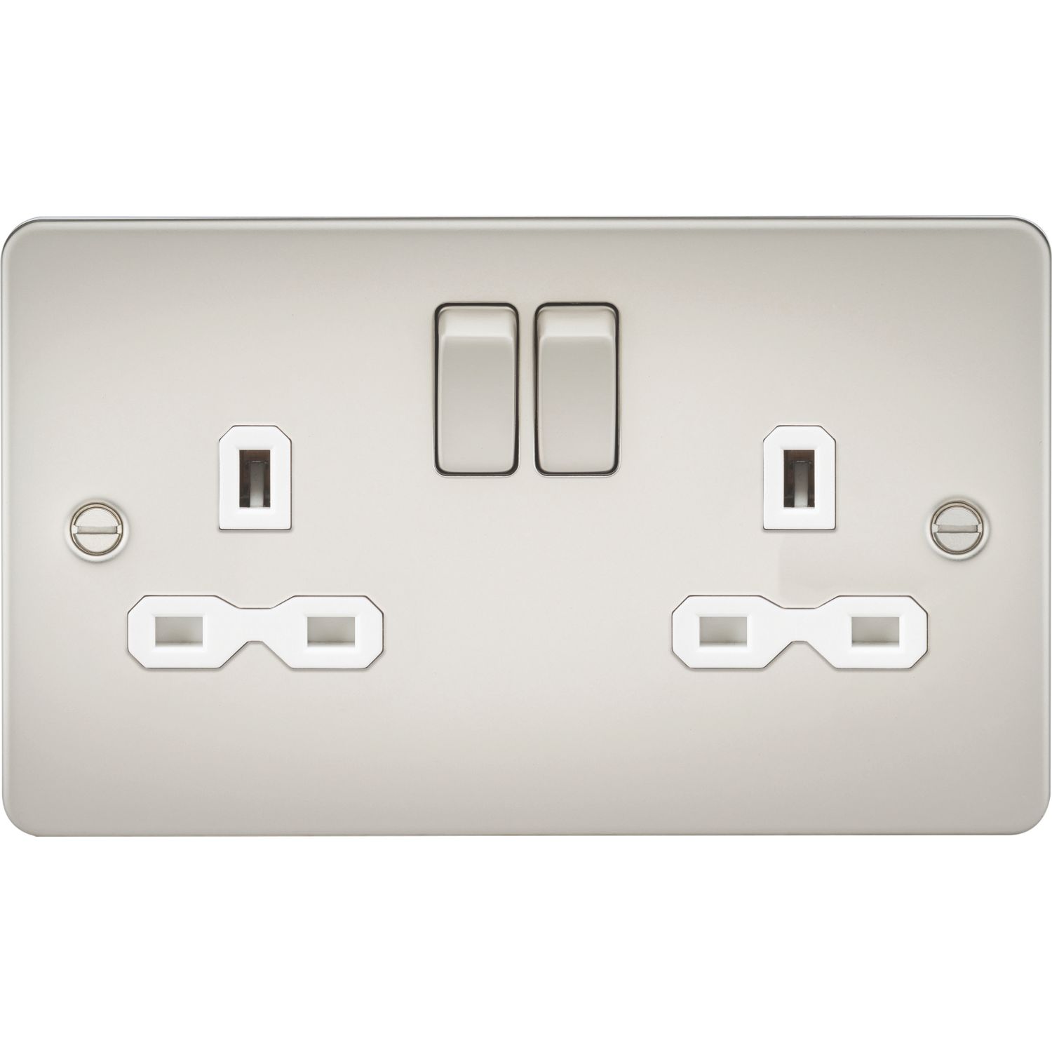 Knightsbridge 13A 2-Gang DP Switched Double Socket Pearl with White Inserts (848TY)