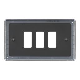 Knightsbridge  3-Module Grid Faceplate Matt Black