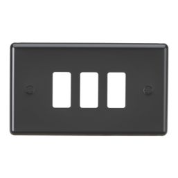 Knightsbridge  3-Module Grid Faceplate Matt Black
