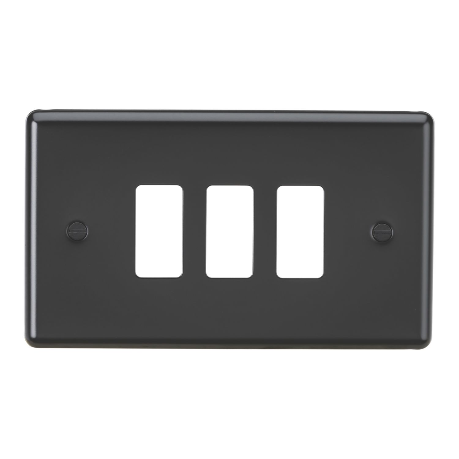 Knightsbridge 3-Module Grid Faceplate Matt Black (849CR)