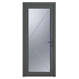 Crystal  Fully Glazed 1-Obscure Light Left-Hand Opening Anthracite Grey uPVC Back Door 2090mm x 840mm