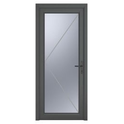 Crystal  Fully Glazed 1-Obscure Light Left-Handed Anthracite Grey uPVC Back Door 2090mm x 840mm