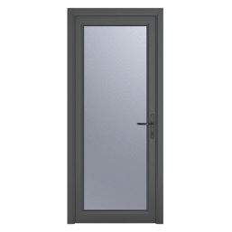 Crystal  Fully Glazed 1-Obscure Light Left-Hand Opening Anthracite Grey uPVC Back Door 2090mm x 840mm