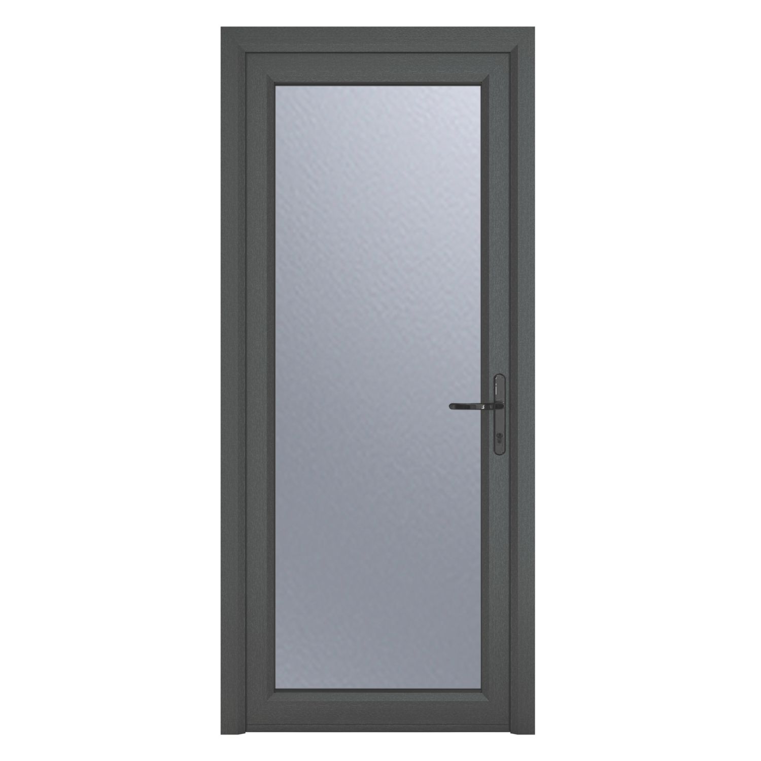 Crystal Fully Glazed 1-Obscure Light Left-Handed Anthracite Grey uPVC Back Door 2090mm x 840mm (849JM)