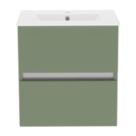 Newland  Double Drawer Wall-Mounted Vanity Unit with Basin Matt Sage Green 500mm x 450mm x 540mm