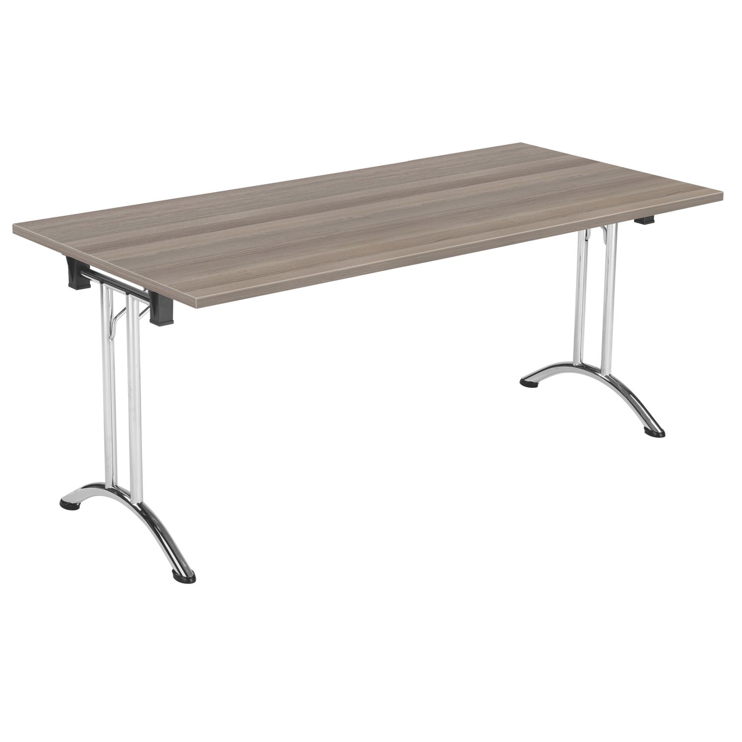 TC Group One Union Rectangular Folding Table Grey Oak/Chrome 1600mm x 800mm (849TT)