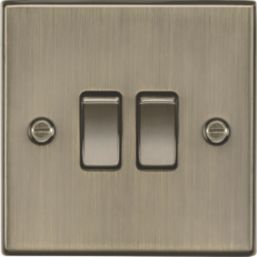 Knightsbridge  10AX 2-Gang 2-Way Light Switch  Antique Brass