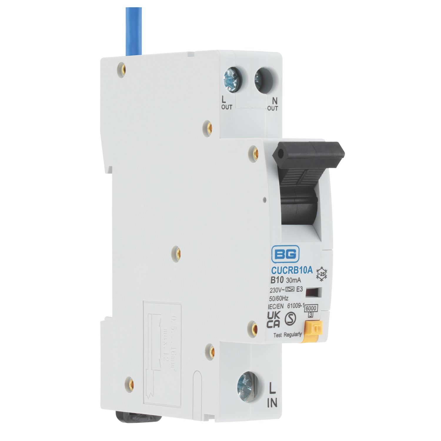 British General Fortress 10A 30mA Type A SP & N B Curve Compact RCBO (849VF)