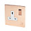 Varilight  13AX 1-Gang DP Switched Plug Socket Anti-Microbial Copper  with White Inserts