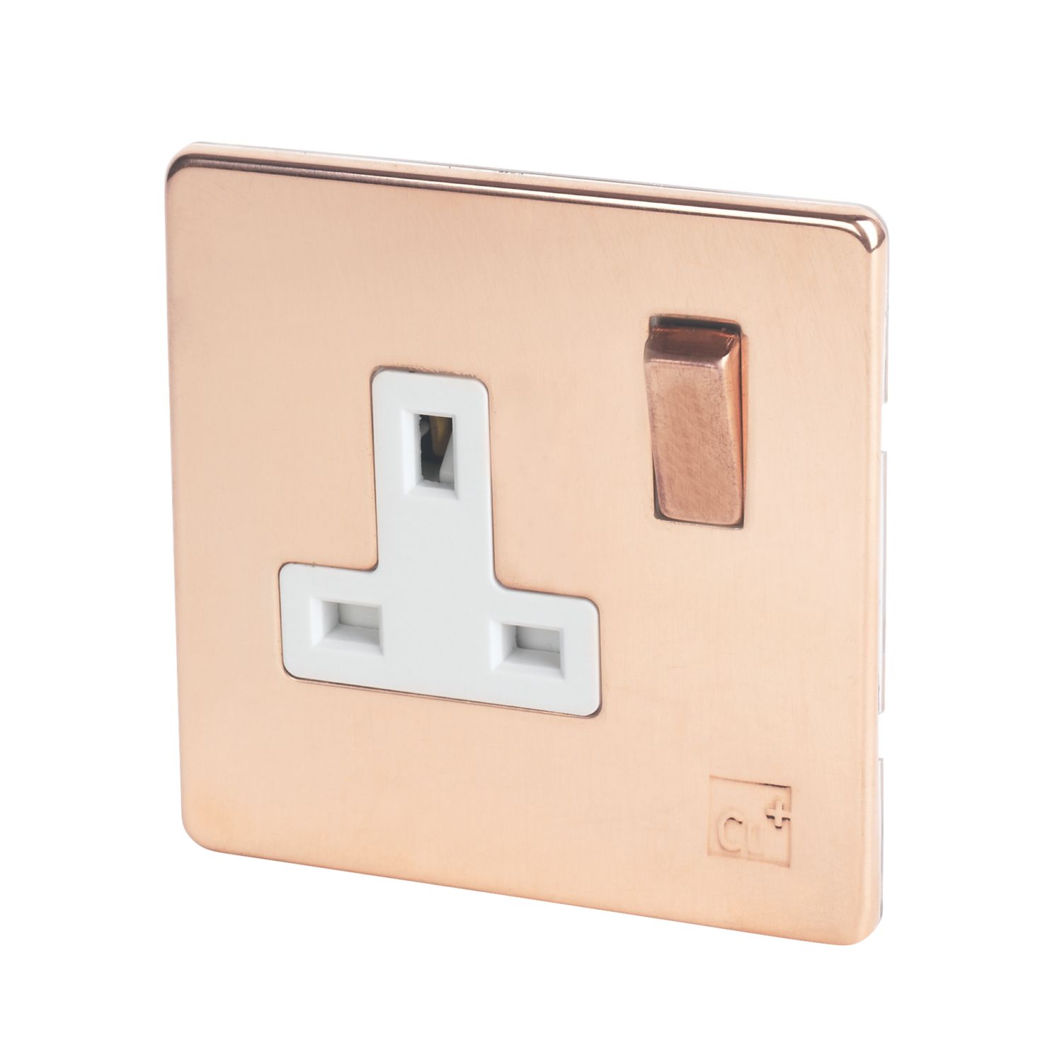 Varilight 13AX 1-Gang DP Switched Plug Socket Anti-Microbial Copper with White Inserts (8503H)