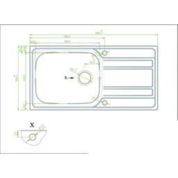 1 Bowl Stainless Steel Kitchen Sink & Drainer  1000mm x 500mm