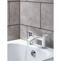 Wye Chrome 128mm Deck Mounted Lever 2 Tap Holes Bath Mixer Tap