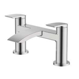 Wye Chrome 128mm Deck Mounted Lever 2 Tap Holes Bath Mixer Tap