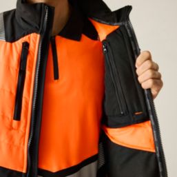 Regatta X-Pro Hybrid Hi-Vis Jacket Black / Orange 4X Large 60" Chest