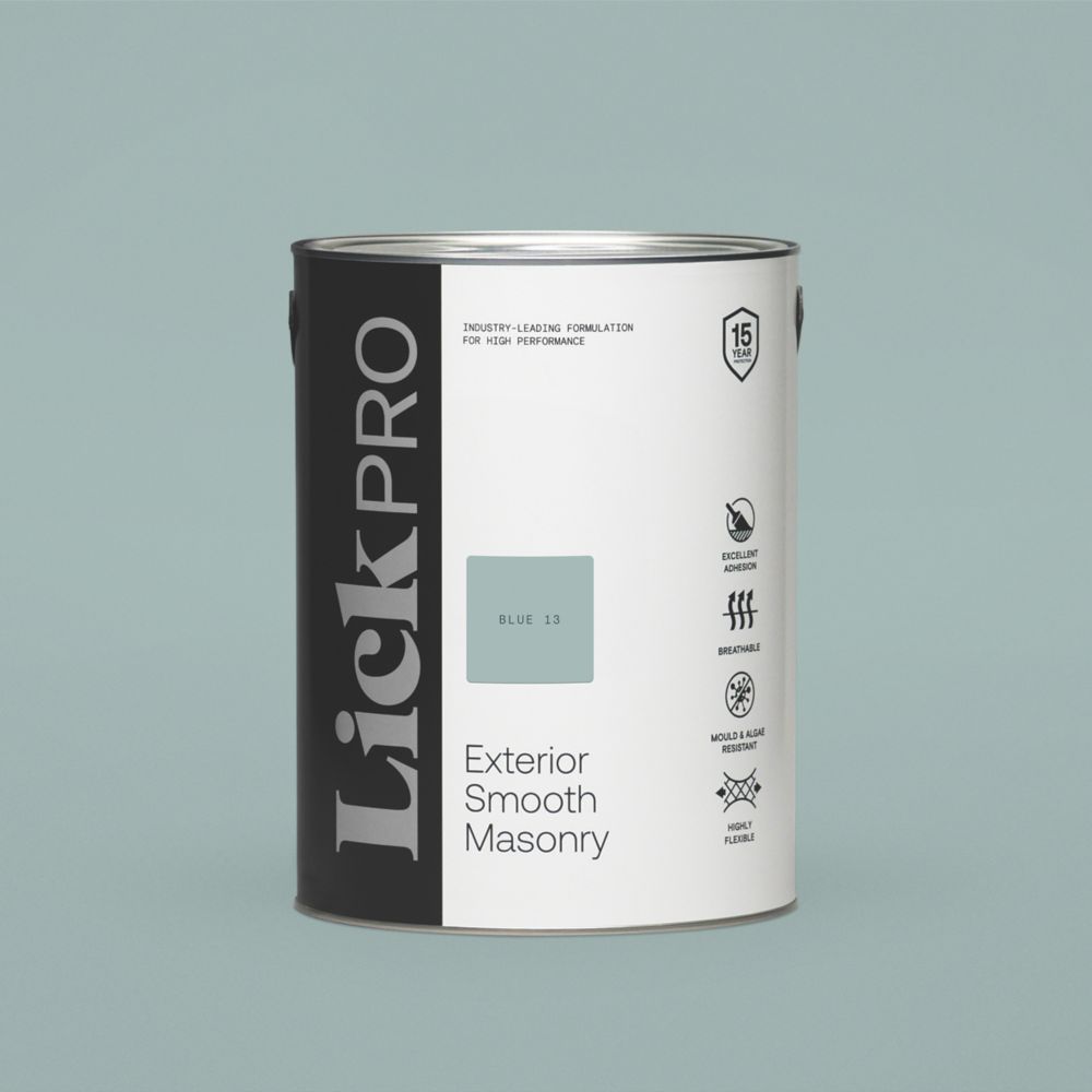 LickPro 5Ltr Smooth Blue 13 Masonry Paint Screwfix