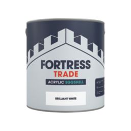 Fortress Trade  2.5Ltr Brilliant White Acrylic Eggshell Emulsion Kitchen & Bathroom Paint