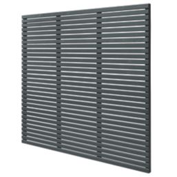 Forest  Single-Slatted  Fence Panels Anthracite Grey 6' x 6' Pack of 5