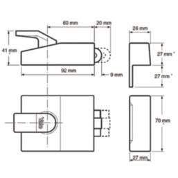 Yale 81  Roller Bolt Nightlatch Dark Metal Grey / Polished Brass 60mm Backset