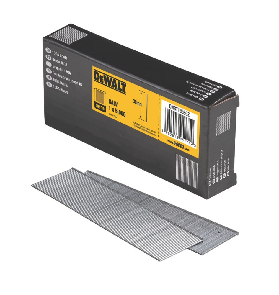 DeWalt Galvanised Brad Nails 18ga x 38mm 5000 Pack Screwfix