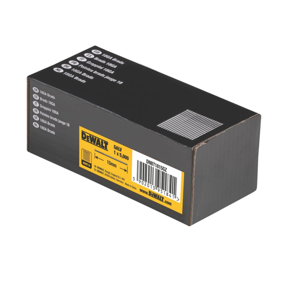 5,000 Count 3/8-Inch 18 Gauge Straight Brad Nails For Finish Nailers - 18GA Pin Nails By Fastener USA