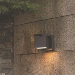 Lutec Prima Outdoor LED Solar Hybrid Wall Light With PIR Sensor Dark Grey 400lm