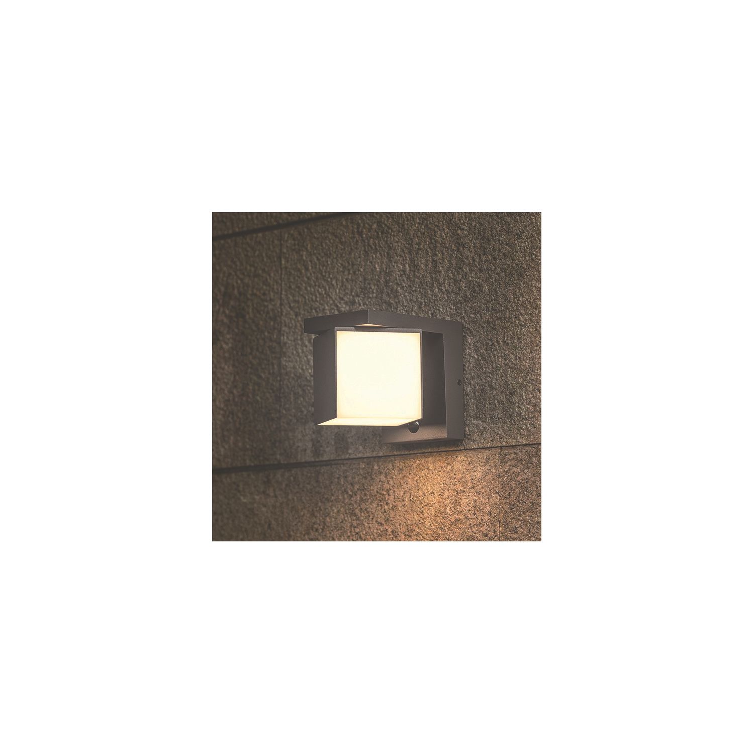 Lutec Prima Outdoor LED Solar Hybrid Wall Light With PIR Sensor Dark Grey 400lm (851EF)
