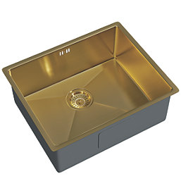 ETAL Elite 1 Bowl Stainless Steel Inset / Undermount Kitchen Sink Brushed Gold 540mm x 205mm