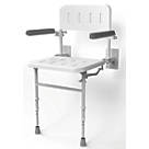 Nymas Wall-Mounted Shower Seat with Back Rest And Legs White