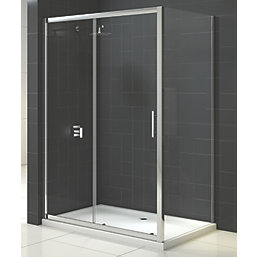 Triton Fast Fix Framed Rectangular Sliding Door with Side Panel  Non-Handed Chrome 1400mm x 900mm x 1900mm
