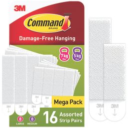Command Self-Adhesive Picture Hanging Strip Medium/Large 16 Pack