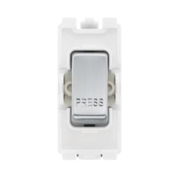 British General Nexus Metal Grid 20A 1-Way Grid Retractive Switch Module 'Press' Brushed Steel