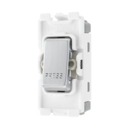 British General Nexus Metal Grid 20A 1-Way Grid Retractive Switch Module 'Press' Brushed Steel