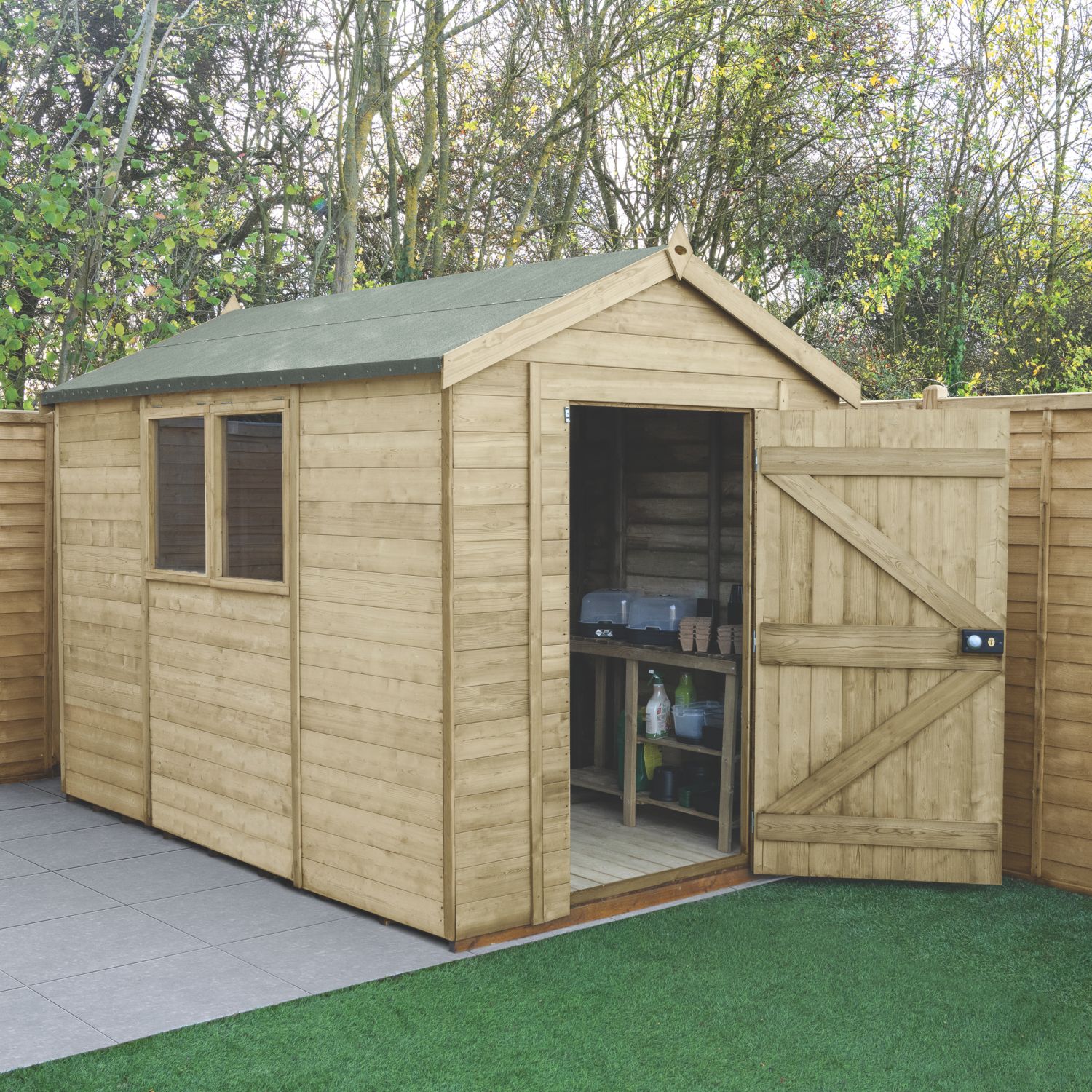 Forest Timberdale 6' 6" x 10' (Nominal) Apex Tongue & Groove Timber Shed with Base (851TF)