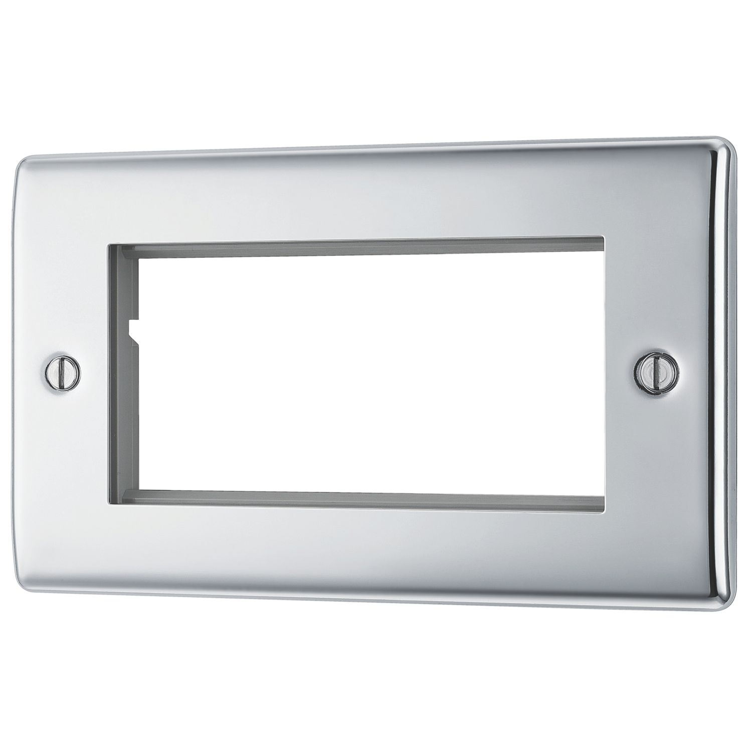 British General Nexus Metal 4-Module Modular Faceplate Polished Chrome (851XG)