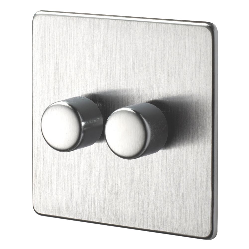 Crabtree Platinum 2-Gang 2-Way  Dimmer Switch  Satin Chrome