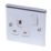 LAP  13A 1-Gang SP Switched Plug Socket Polished Chrome  with White Inserts