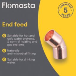 Flomasta  Copper End Feed Equal 135° Elbows 22mm 2 Pack