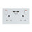 British General 900 Series 13A 2-Gang SP Switched Socket + 3.1A 15.5W 2-Outlet Type A USB Charger White