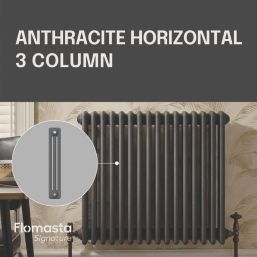 Flomasta 600mm x 785mm 3376BTU Anthracite Horizontal 3 Column Radiator