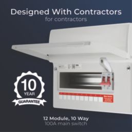 British General CF12M10-01 10-Module 10-Way Part-Populated High Integrity Main Switch Consumer Unit