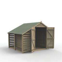 Forest 4Life 6' x 8' (Nominal) Apex Overlap Timber Shed with Lean-To
