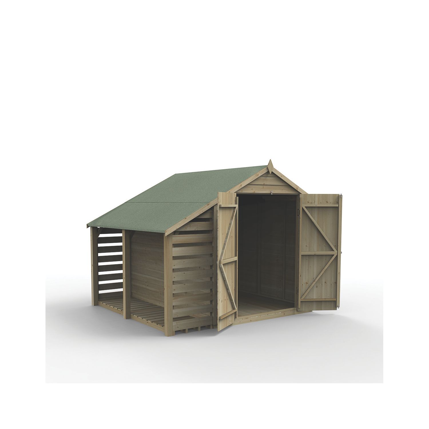 Forest 4Life 6' x 8' (Nominal) Apex Overlap Timber Shed with Lean-To (852FL)
