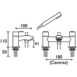 Bristan Capri Chrome 110mm Deck Mounted Dual Control Manual Shower Mixer Tap